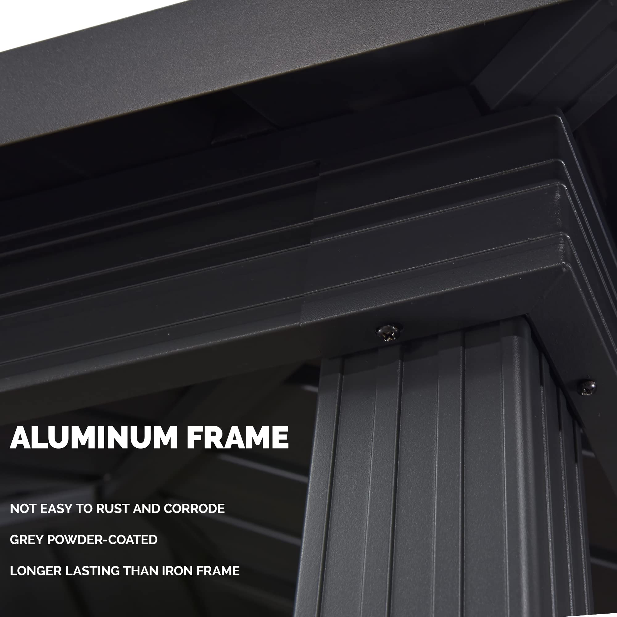 6.5' X 10' Hardtop Grill Gazebo for Patio Permanent Aluminum Barbeque Shelter Gazebo Canopy with Ceiling Hook and Shelves Double Tiered Grey Outdoor BBQ