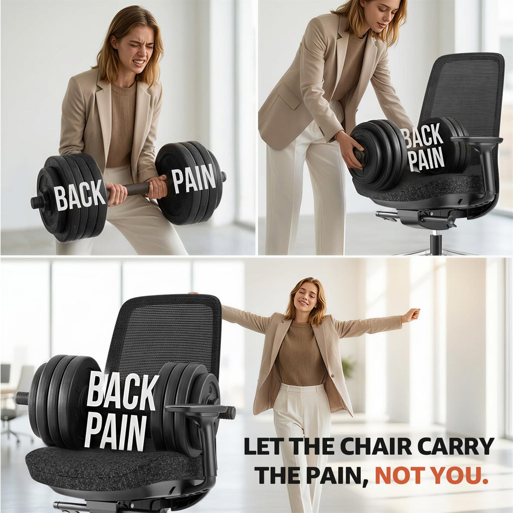 Ergonomic Office Chair - High-Back Mesh Desk Chair with Adjustable Lumbar Support 4D Armrests for Long Hours Sitting Black