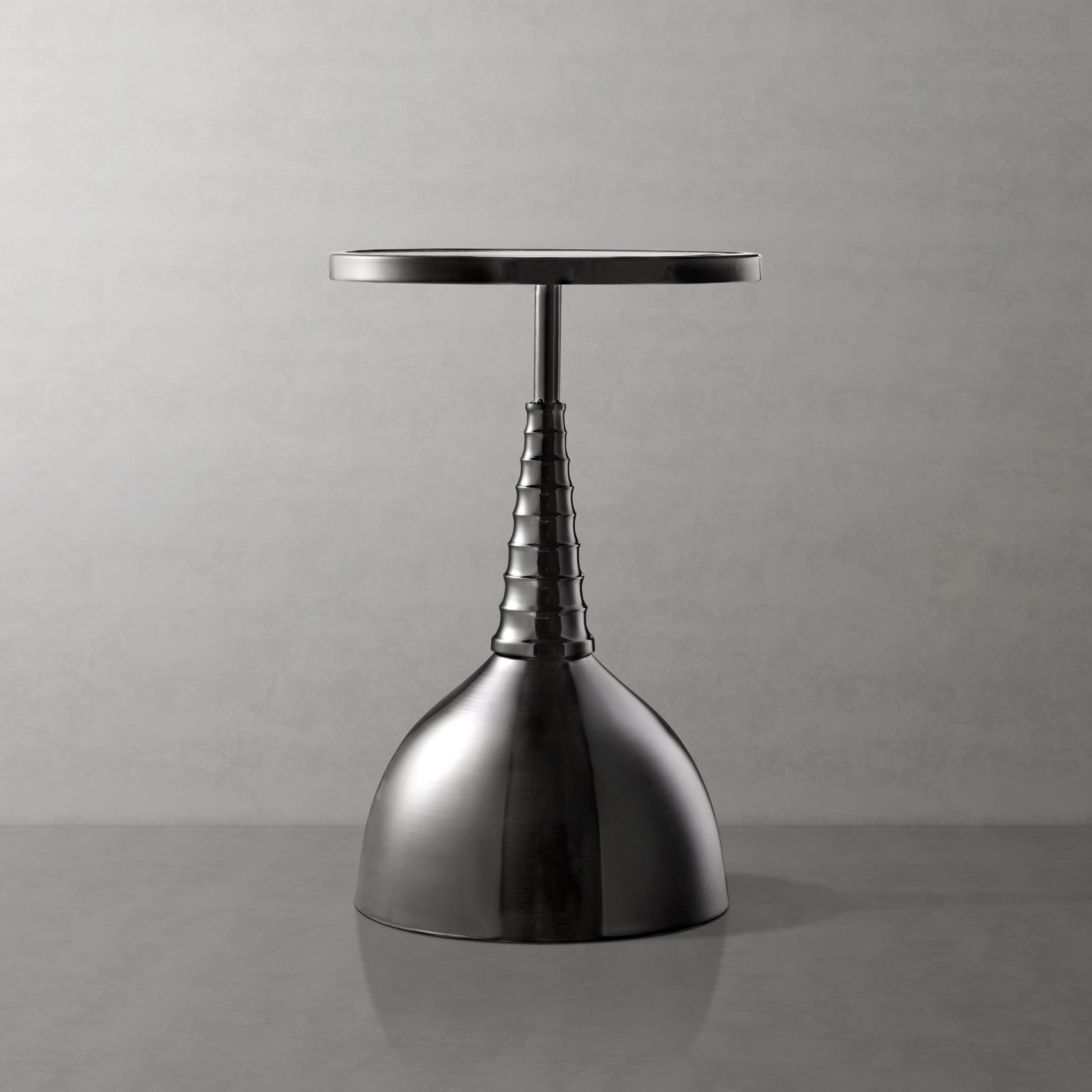 Modern 24" Tall Round End Table with Decorated Tabletop and Iron Metal Base, Accent Furniture, Elegant Pedestal Stand for Living Room, Home Office, Black with Floral Print