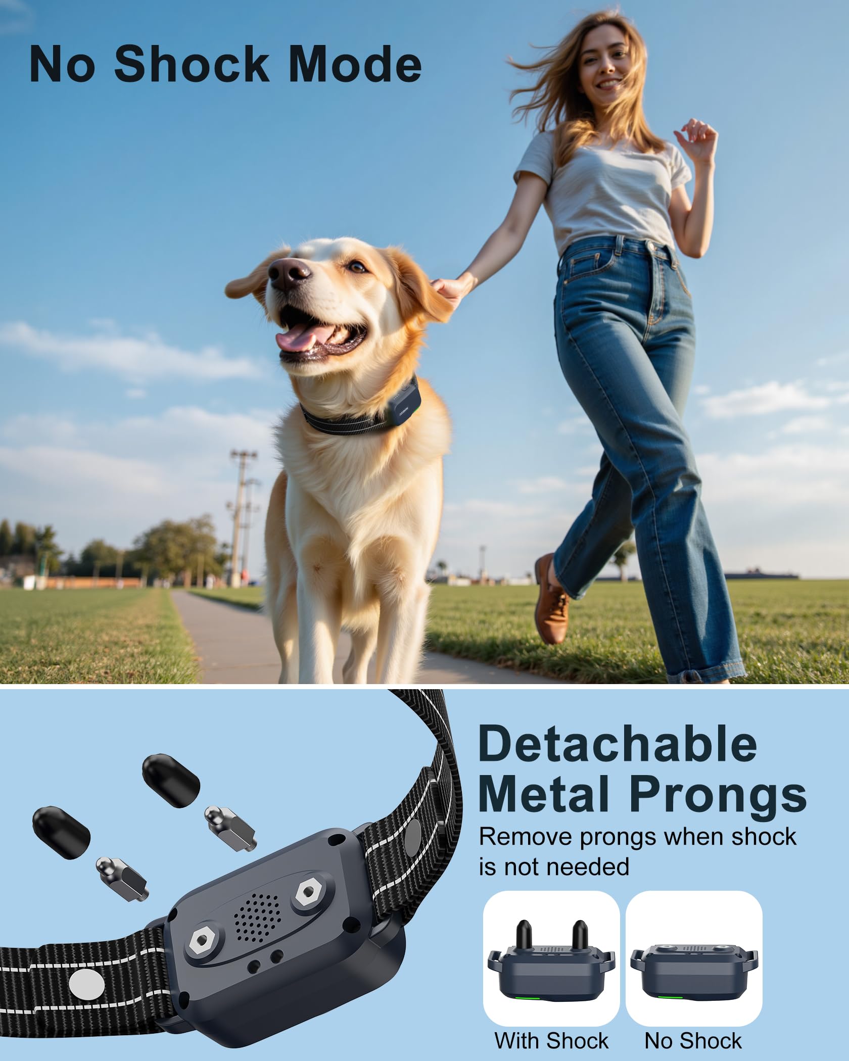 Dog Shock Collar - 4500FT Dog Training Collar with Remote, IPX8 Waterproof Electric Dog Collar with 4 Training Modes, Rechargeable eCollar for 10-120lbs Small Medium Large Dogs(NBU)