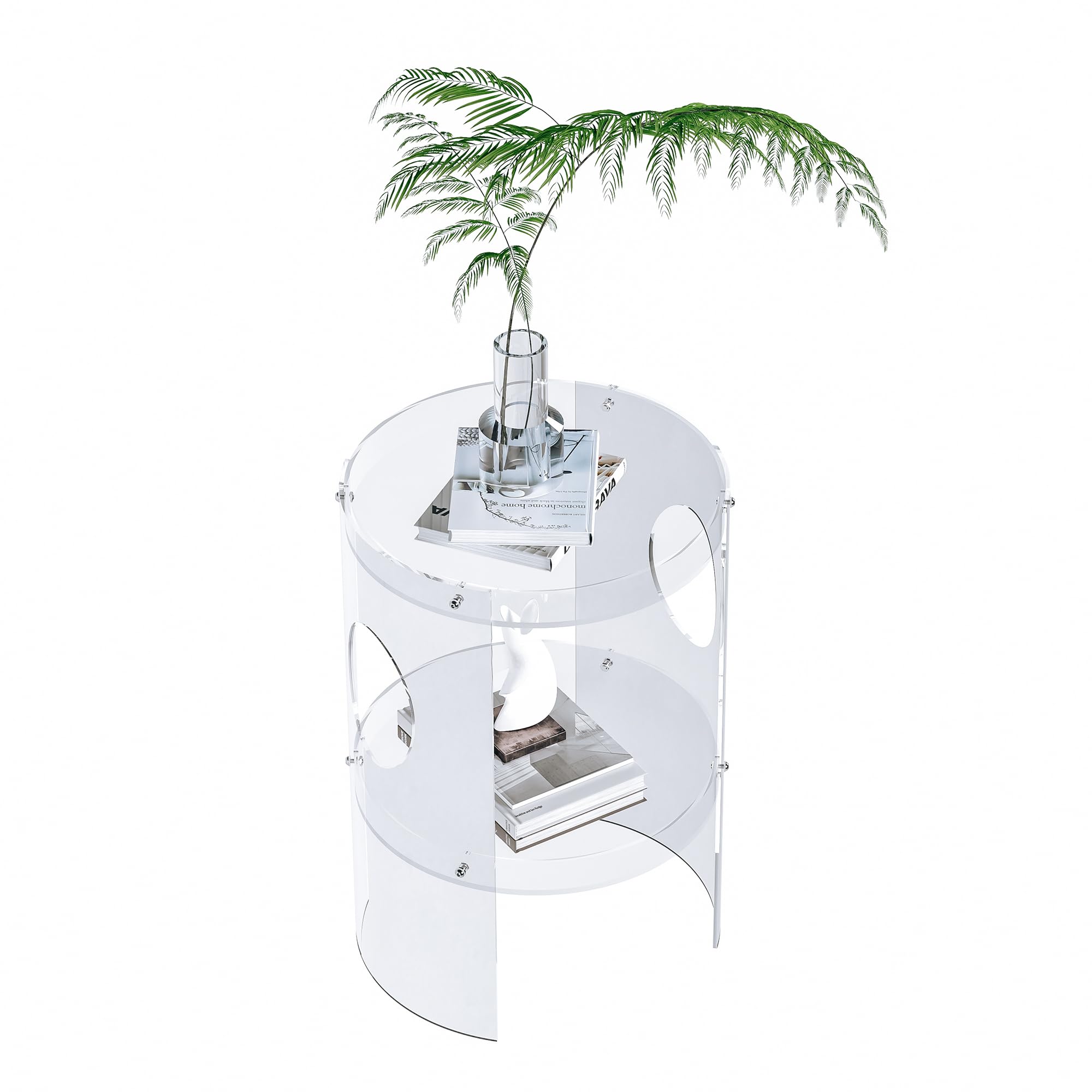 Clear Acrylic End Table, 2-Tier Tray Nightstand with Sturdy Design, Easy Assembly, Compact Size for Small Spaces, Modern Transparent Furniture for Bedroom or Living Room