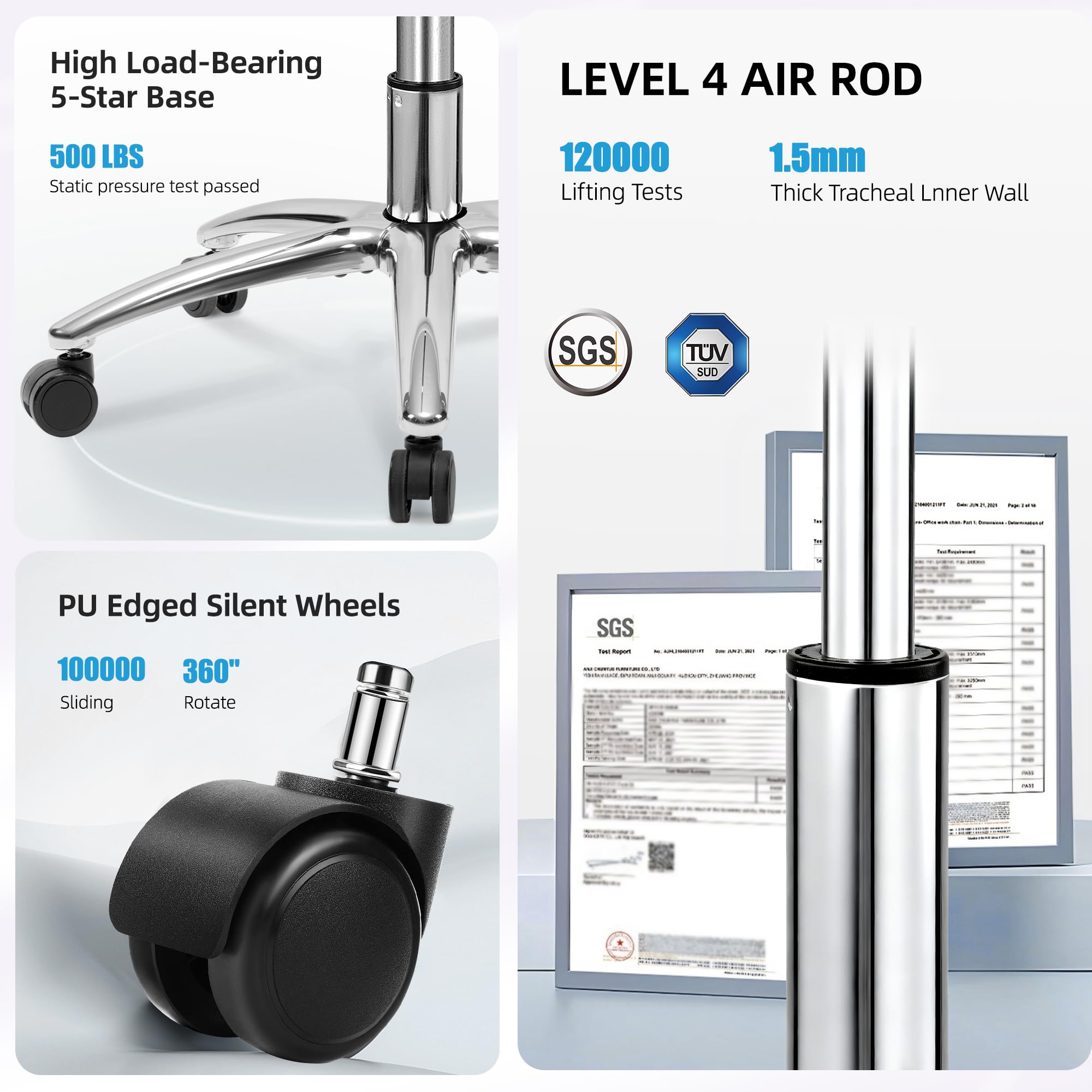 Office Desk Chair, Big and Tall Executive Office Computer Chair, Extra Wide 500LBS Heavy Duty Office Chair, High Back Ergonomic Office Gaming Chair with Adjustable Lumbar Support & 5D Flip Arms