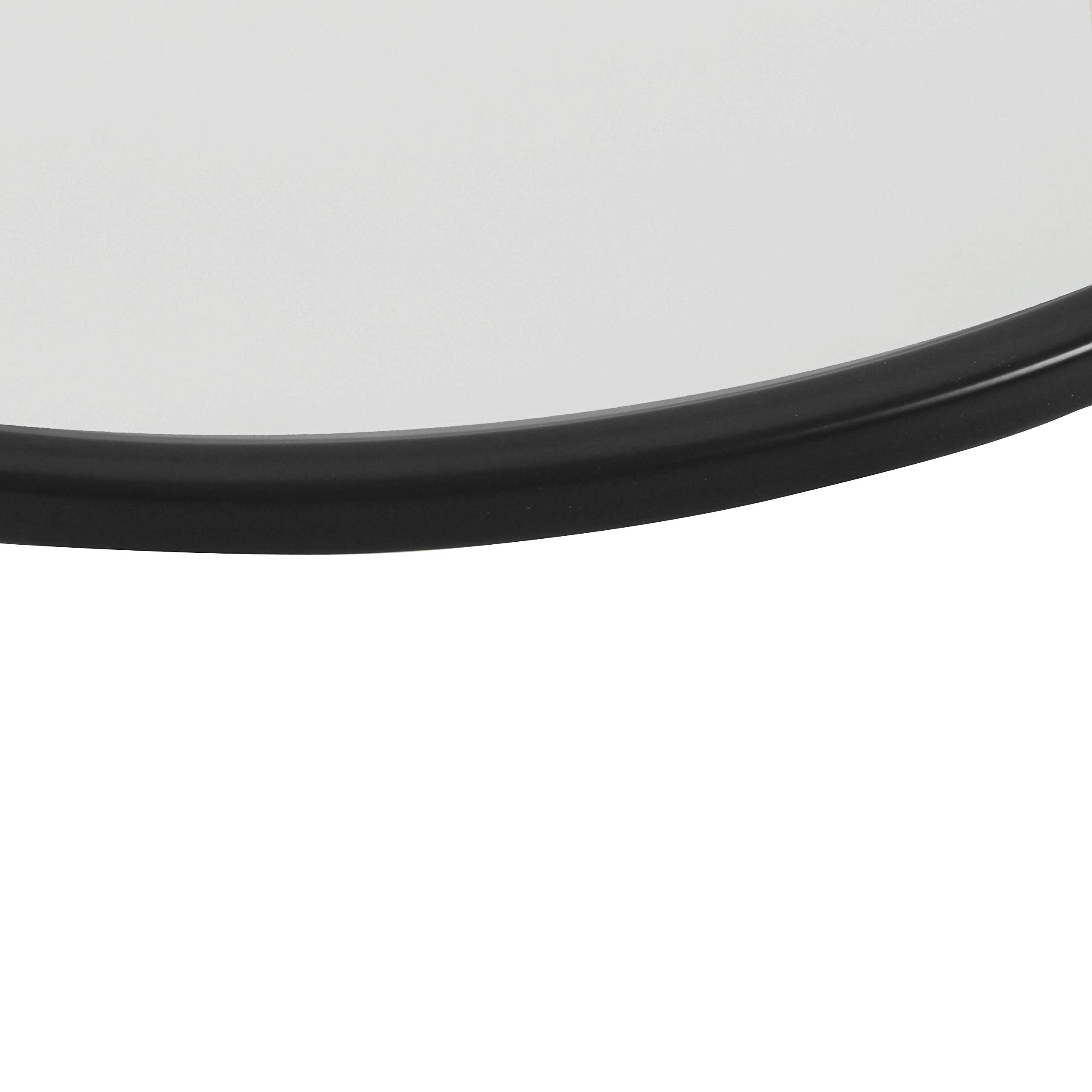 Metal Accent Table Triangle Base Round Mirror Top, Black, 18D x 18W x 24H