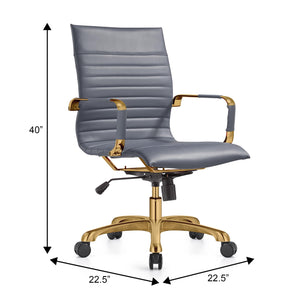 Modern Ergonomic Executive Office Chair, High-Back Leather Conference Desk Chair with Adjustable Height, Tilt Control, 360° Swivel & Gold Frame for Home Office