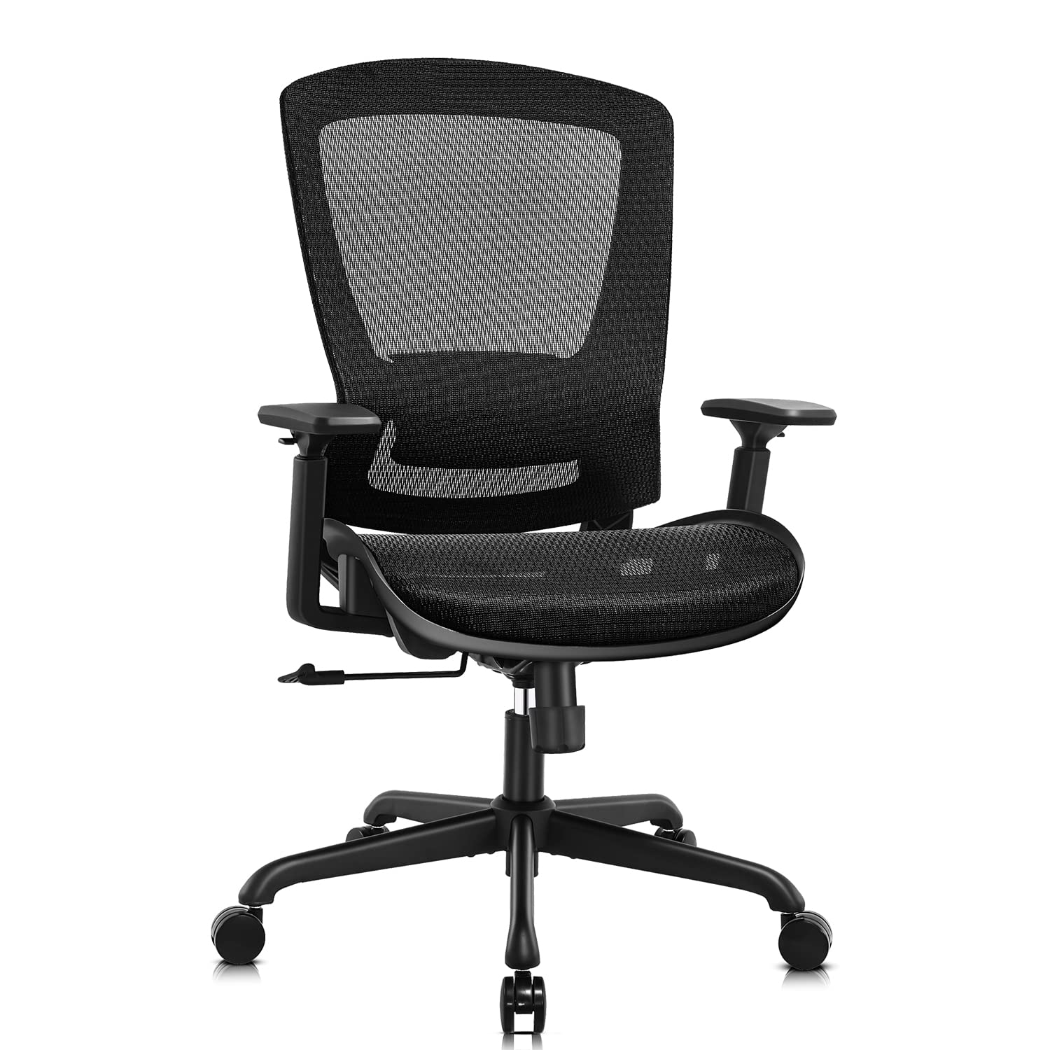 Office Chair,Ergonomic Computer Desk Chair,Sturdy Task Chair- Adjustable Lumbar Support & Armrests,Tilt Function,Comfort Wide Seat,Swivel Home Office Chair (Black)