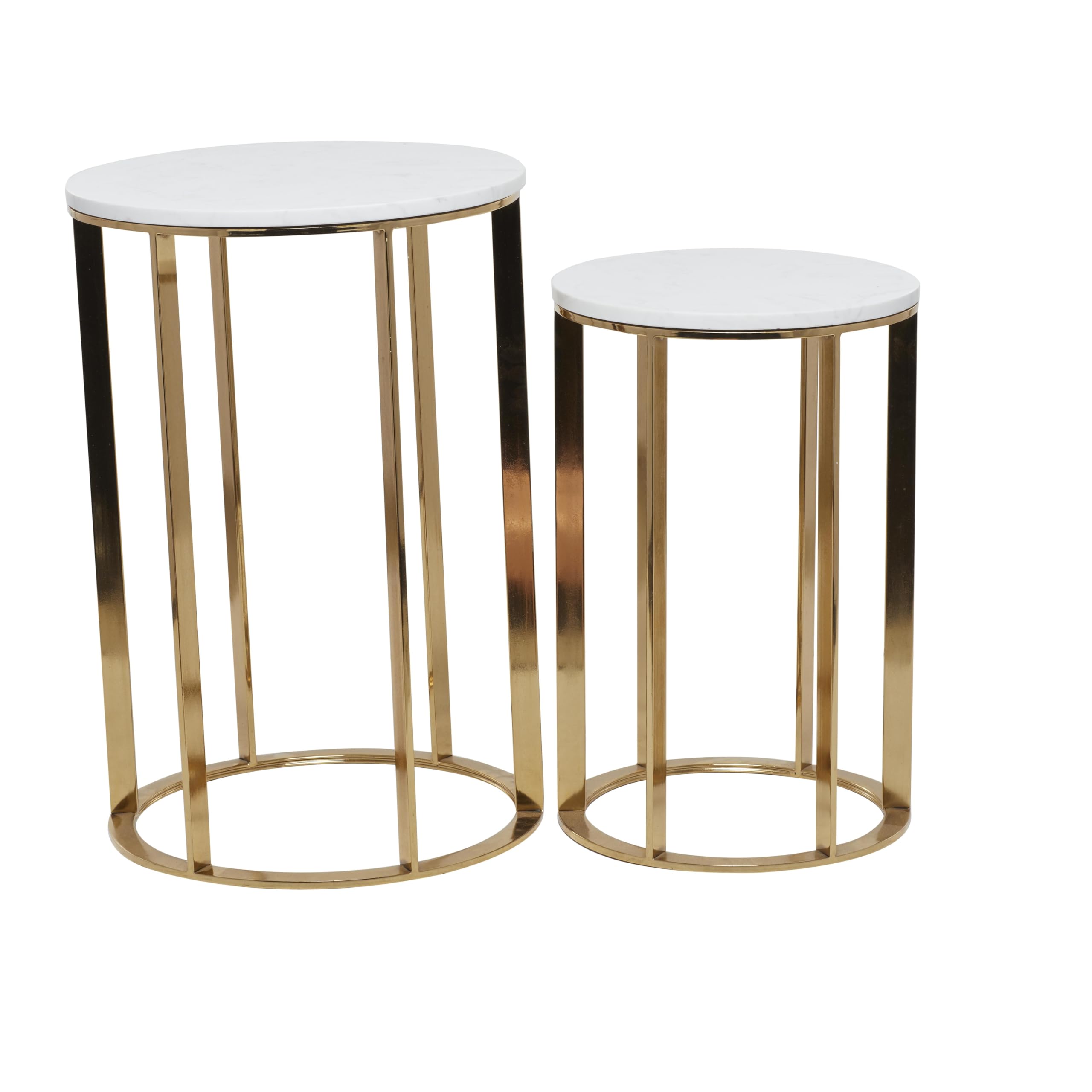 Metal Side End Accent Table End Table with Marble Top, Set of 2 Side Table 24