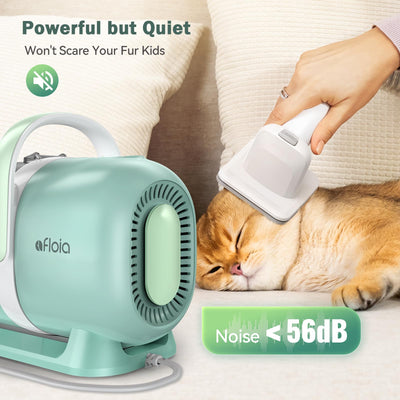 6-in-1 Dog Grooming Kit, Pet Grooming Vacuum for Shedding, Dog Hair Vacuum with Clipper Nail Trimmer Grinder, Pet Brush Groomer at Home, Low Noise Cats Hair Remover, 1.5L Dust Cup, Green