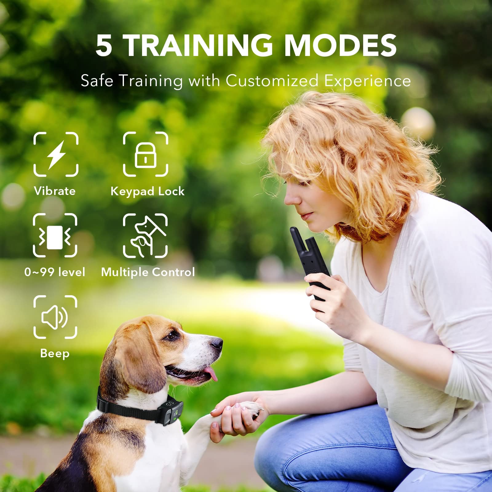 Dog Training Collar with Remote - Shock Collar for All Dogs with 1800FT Remote, Rechargeable Bark Control with Beep/Vibration/Shock Modes, Security Lock, Rainproof