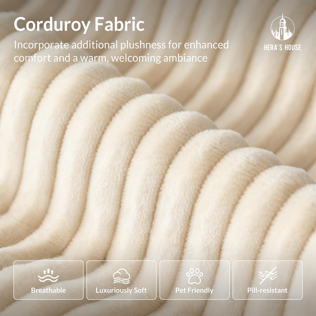 54" Modular Sectional Sofa Couches for Living Room, Comfy Cloud Couch 1-Seater Deep Seat Sofa with Throw Pillow, Corduroy Beige