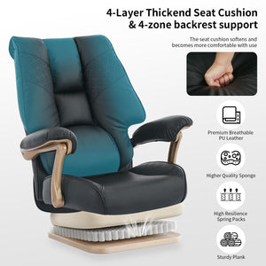 Big and Tall Executive Office Chair with Footrest, 400LBS Capacity Ergonomic High-Back Desk Office Chair with Lumbar Support, Padded Armrests & Thick Cushion, Black PU Leather Chairs