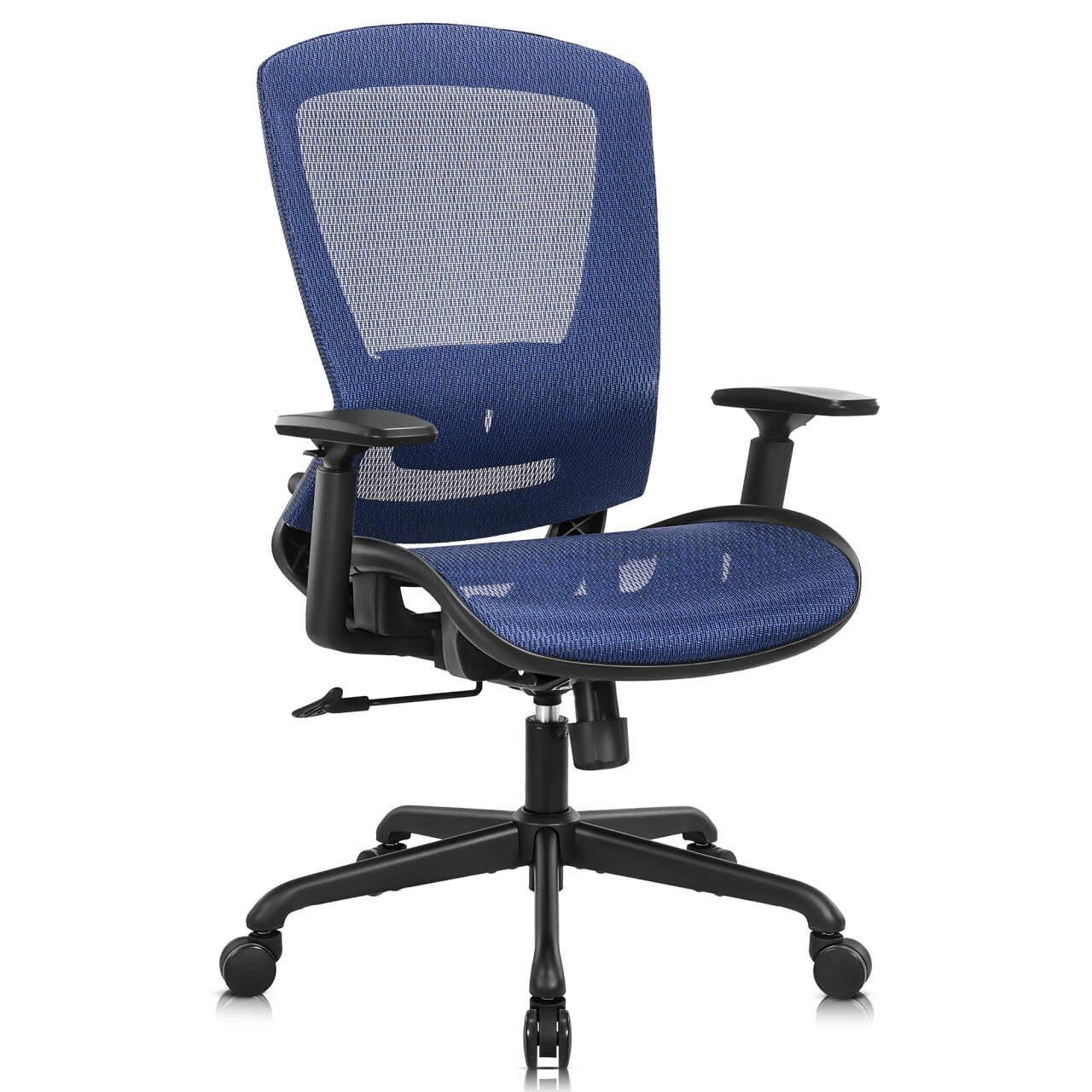 Office Chair,Ergonomic Computer Desk Chair,Sturdy Task Chair- Adjustable Lumbar Support & Armrests,Tilt Function,Comfort Wide Seat,Swivel Home Office Chair (Blue)