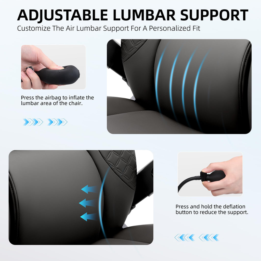 Office Chair Big and Tall, Desk Computer Chair for Heavy People, Oversized Executive Gaming Chair, Extra Wide 500LBS Ergonomic Comfy Office Chair with Adjustable Lumbar Support & 5D Flip Arms