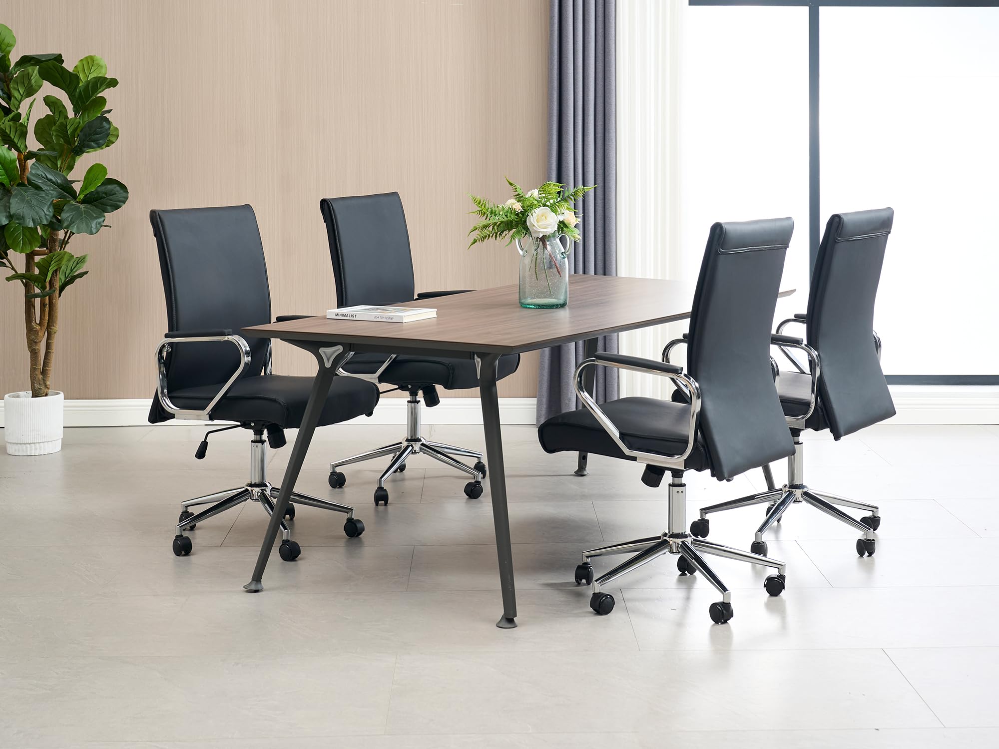 Office Desk Chair, Ergonomic Leather Modern Conference Room Chairs, Executive Height Adjustable Swivel Rolling Chair for Home Office.