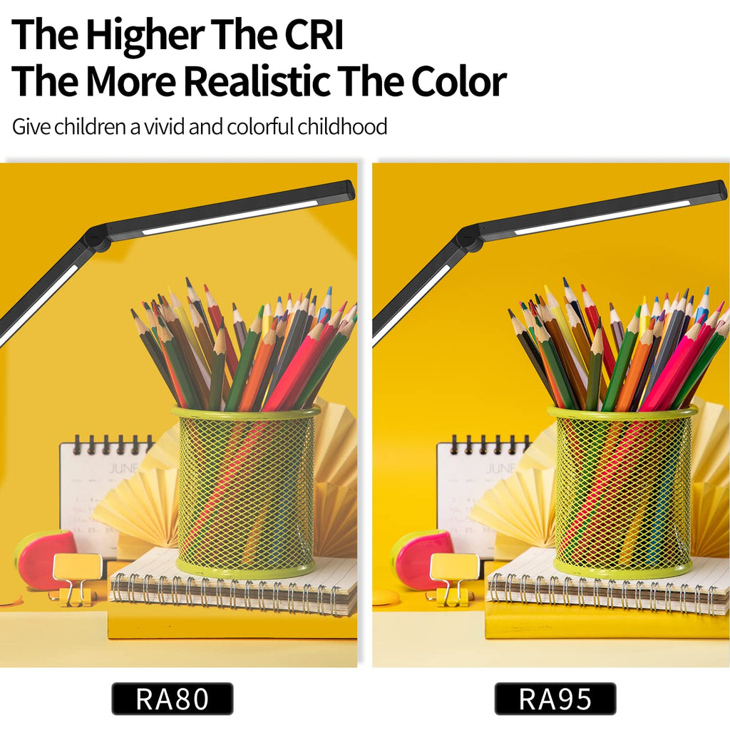 LED Desk Lamp with Clamp, Architect Desk Lamp with Dual Light and Adjustable Swing Arm, Clip-on Eye-Care 4 CCT Modes & 5 Brightness Levels Table Light Modern Computer Lighting for Home Office