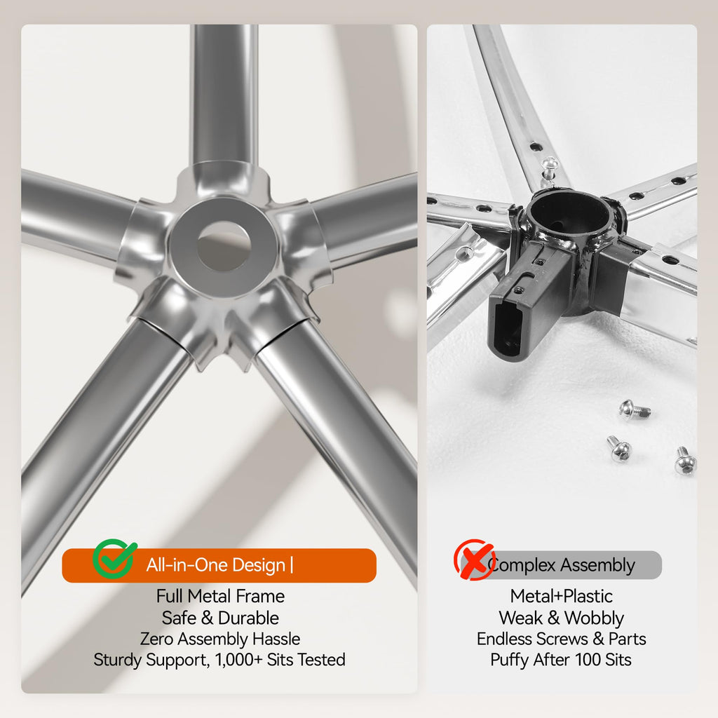 Reclining Office Chair with Adjustable Headrest and Footrest, 170° Ergonomic Comfortable Office Chair Zero Gravity, Leather Executive Home Office Desk Chair (Cream)