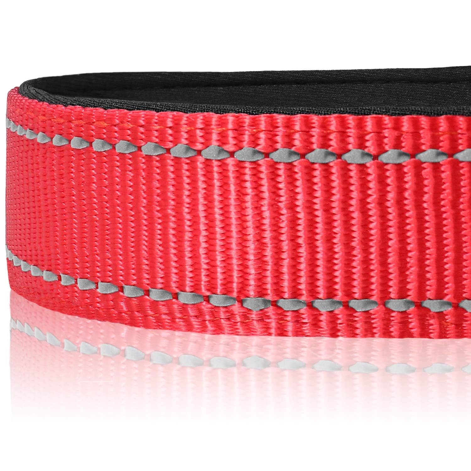 Reflective Dog Collar,Soft Neoprene Padded Breathable Nylon Pet Collar Adjustable for Medium Dogs,Red,M