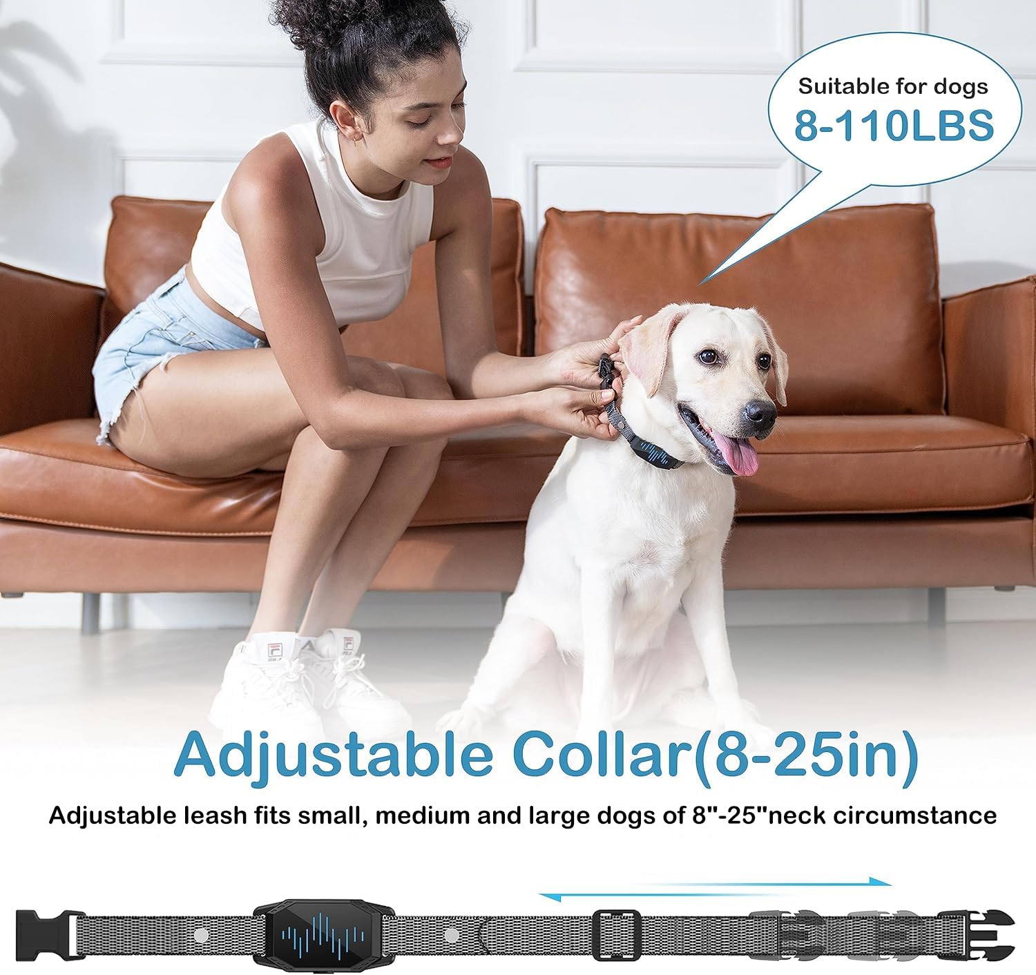 Dog Training Collar, Dog Shock Collar with Remote Control, 2500FT and 4 Training Modes Beep, Vibration, Electric Shock, IP67 Waterproof Rechargeable E-Collar for All Breed