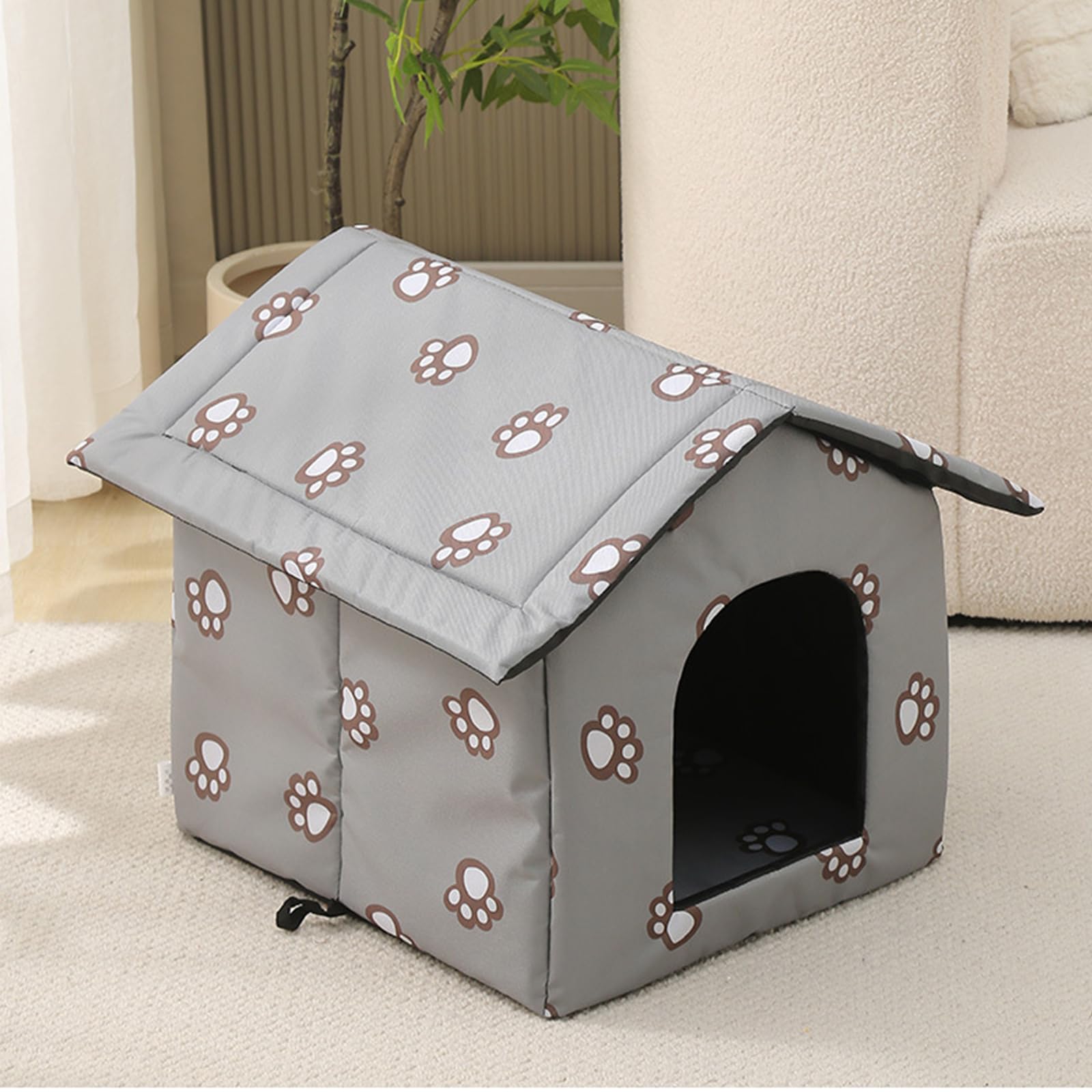 Outdoor Cat House, Cat Houses for Outdoor Cats, Weatherproof Warm and Insulated Cat House with Transparent Curtain Pet House, Stray Cats Shelter
