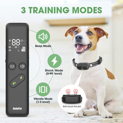 Dog Shock Collar - Electric Dog Training Collar with Remote 1600FT, Rechargeable E-Collar Waterproof Collars with 3 Training Modes, Security Lock for All Breeds, Sizes