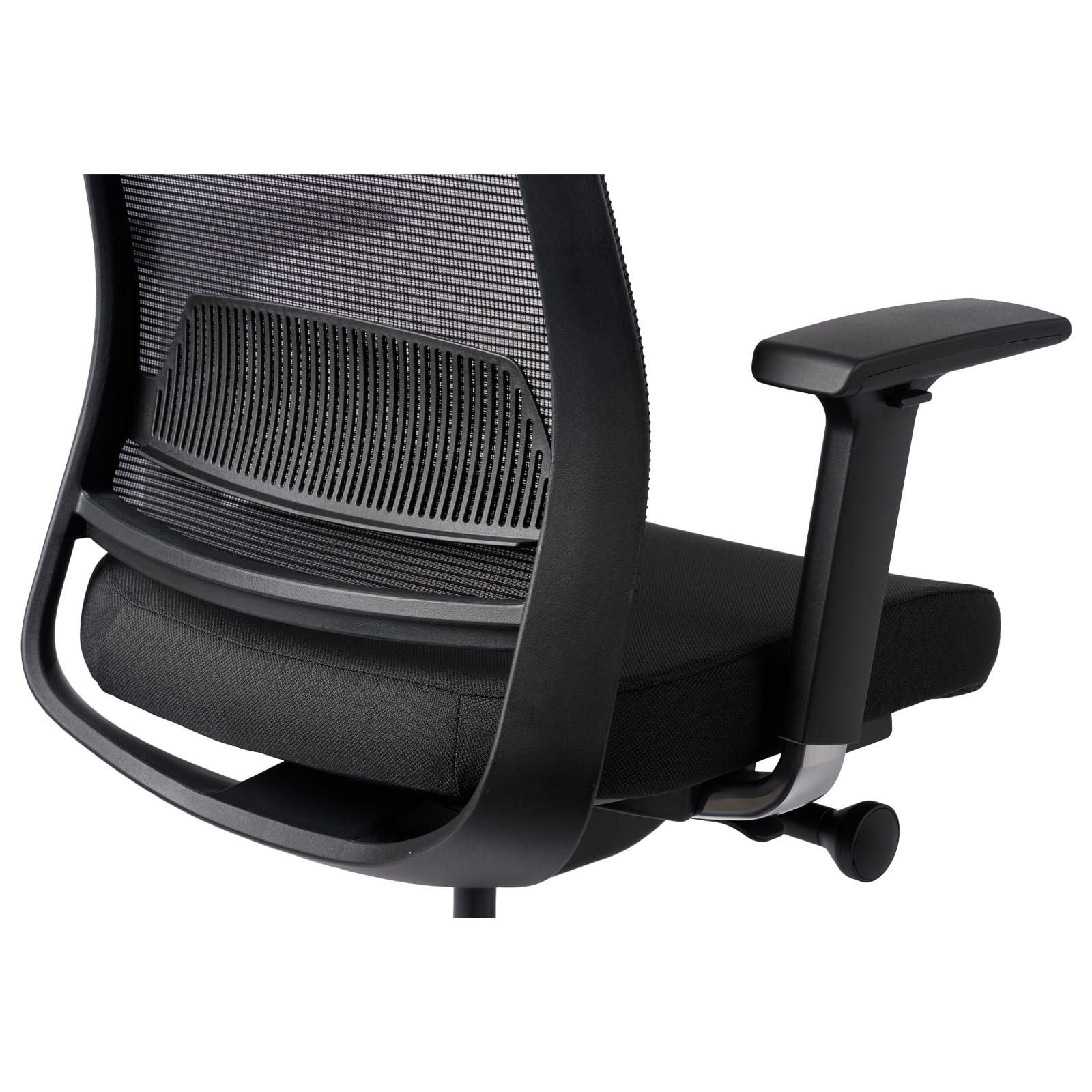 Ergonomic Mesh Office Chair with Headrest, High Back Executive Chair, 4D Adjustable Armrests, Adjustable Lumbar Support, Sliding Seat & Multi-Position Tilt Lock, Aluminum Base – Black