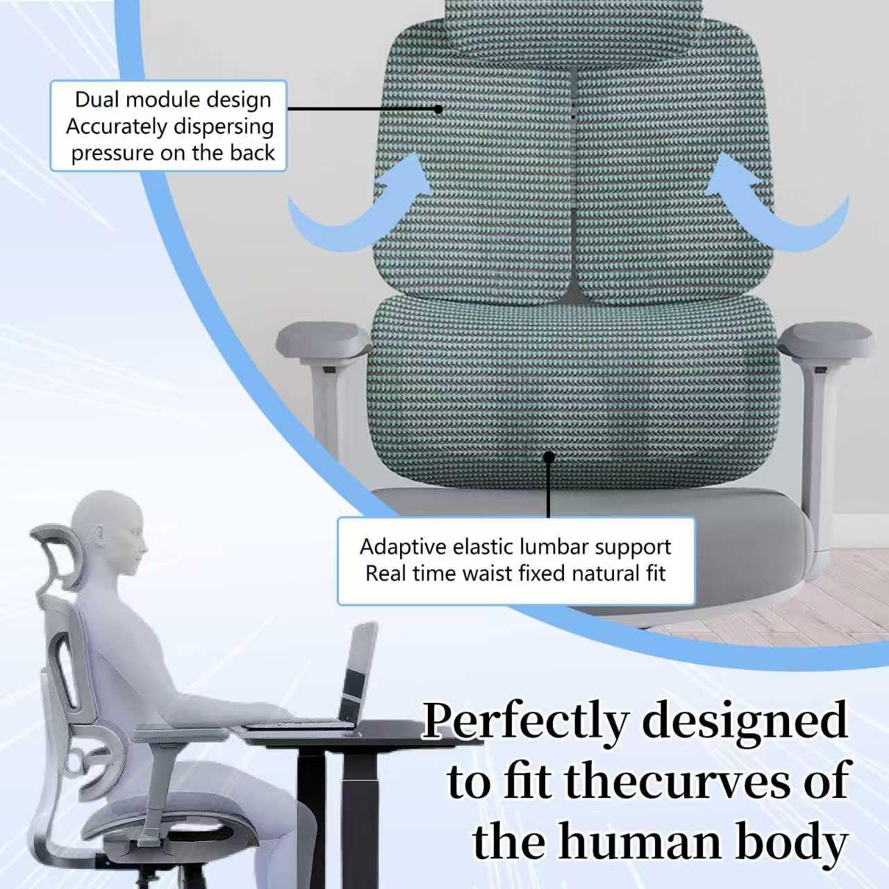 Ergonomic Office Chair 500 LBS Home Mesh Office Chair Comfortable Gaming Desk Chairs Adjustable 90-125° Tilt Rolling Computer Chairs with Wheel 3D Armrest