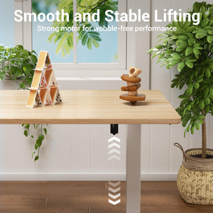 55 Inch Large Electric Standing Desk, 4 Memory Heights Adjustable,Sit to Stand Up, Work Home Office Computer Table for Study, Walking Pad, Writing, and Games, Wooden Desktop Desks, Nature Wood