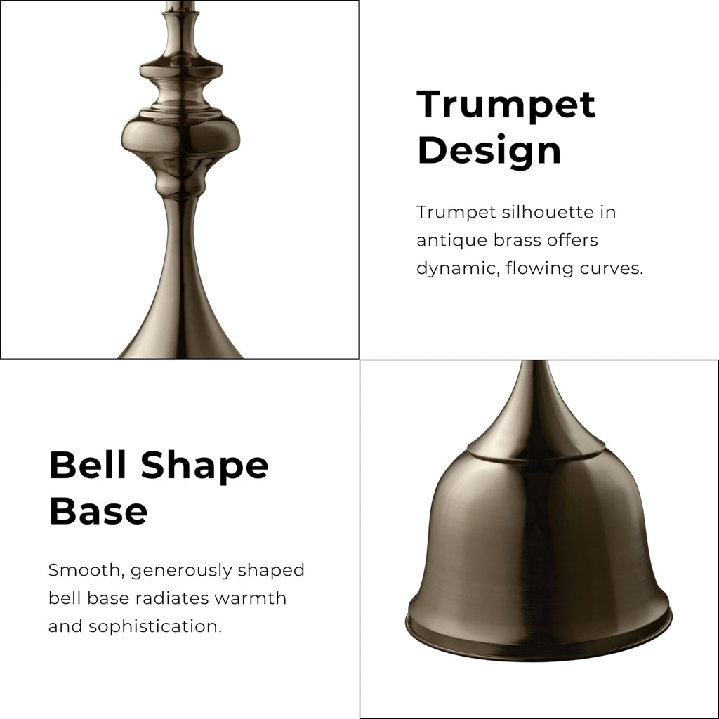 Modern 24" Tall Round End Table with Decorated Tabletop and Iron Metal Base, Accent Furniture, Elegant Pedestal Stand for Living Room, Home Office, Antique Brass