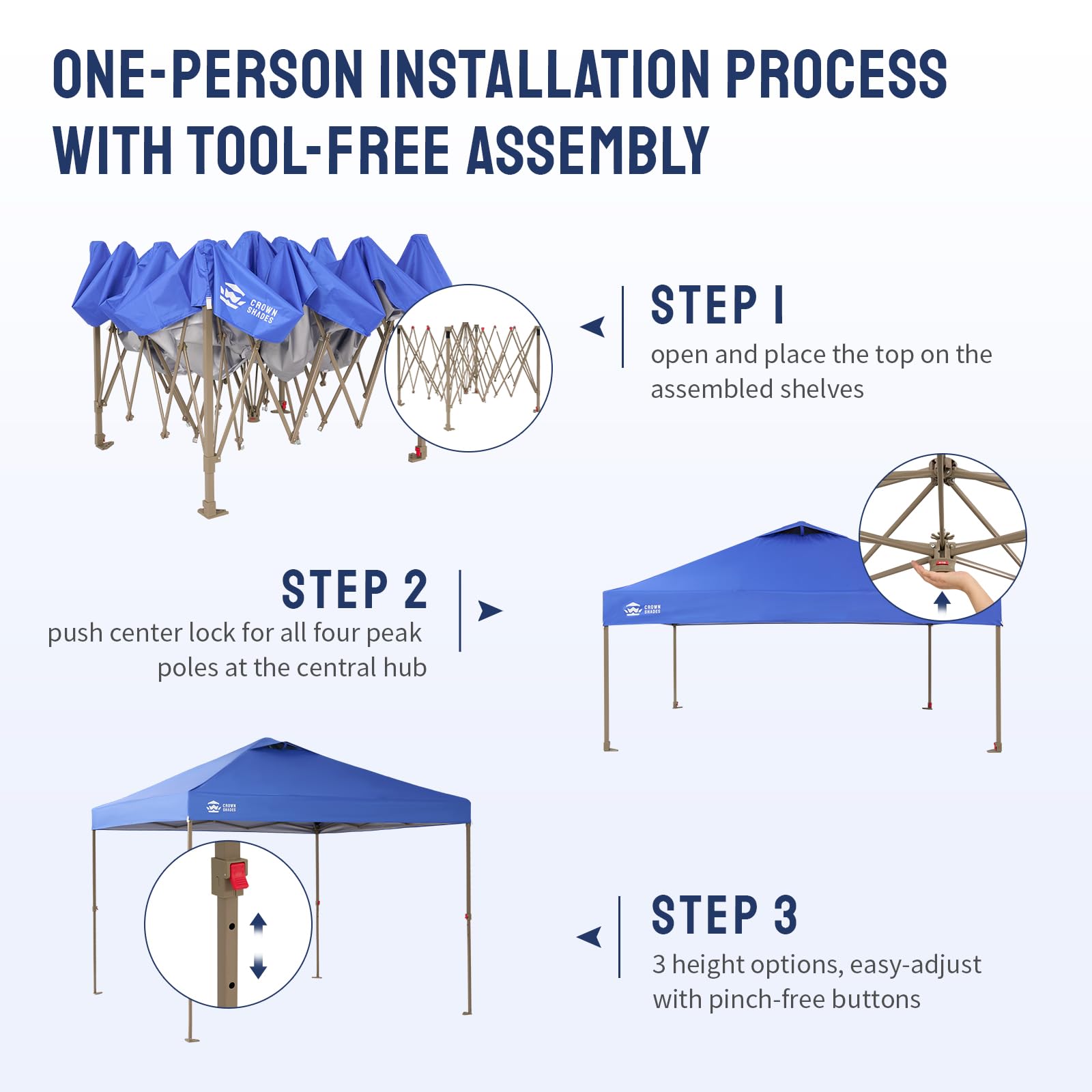 10x10 Pop Up Gazebo Canopy with Mosquito Netting, Instant Screen Tent with Wheeled Carry Bag & Sandbags,Easy Set Up Outdoor Canopy for Patio,Backyard,Camping & Events,Blue