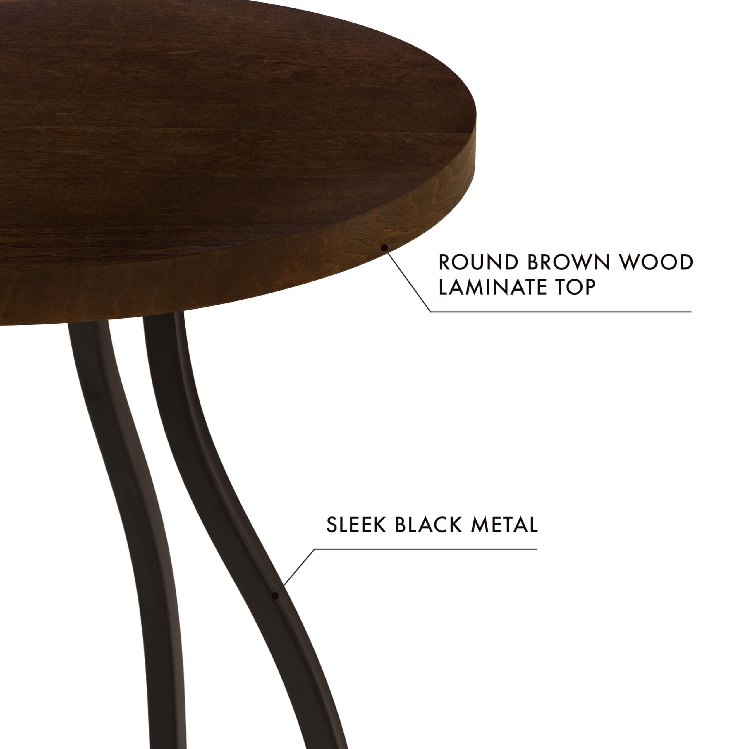 Round Accent Table with Metal Base - Brown