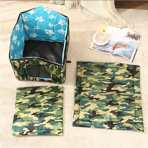 Cat Houses for Outdoor Cats, Feral Cats Dogs House, Weatherproof Warm and Insulated Cat House with Transparent Curtain Pet House, Stray Cats Shelter (Camouflage Green, Medium-Houses)