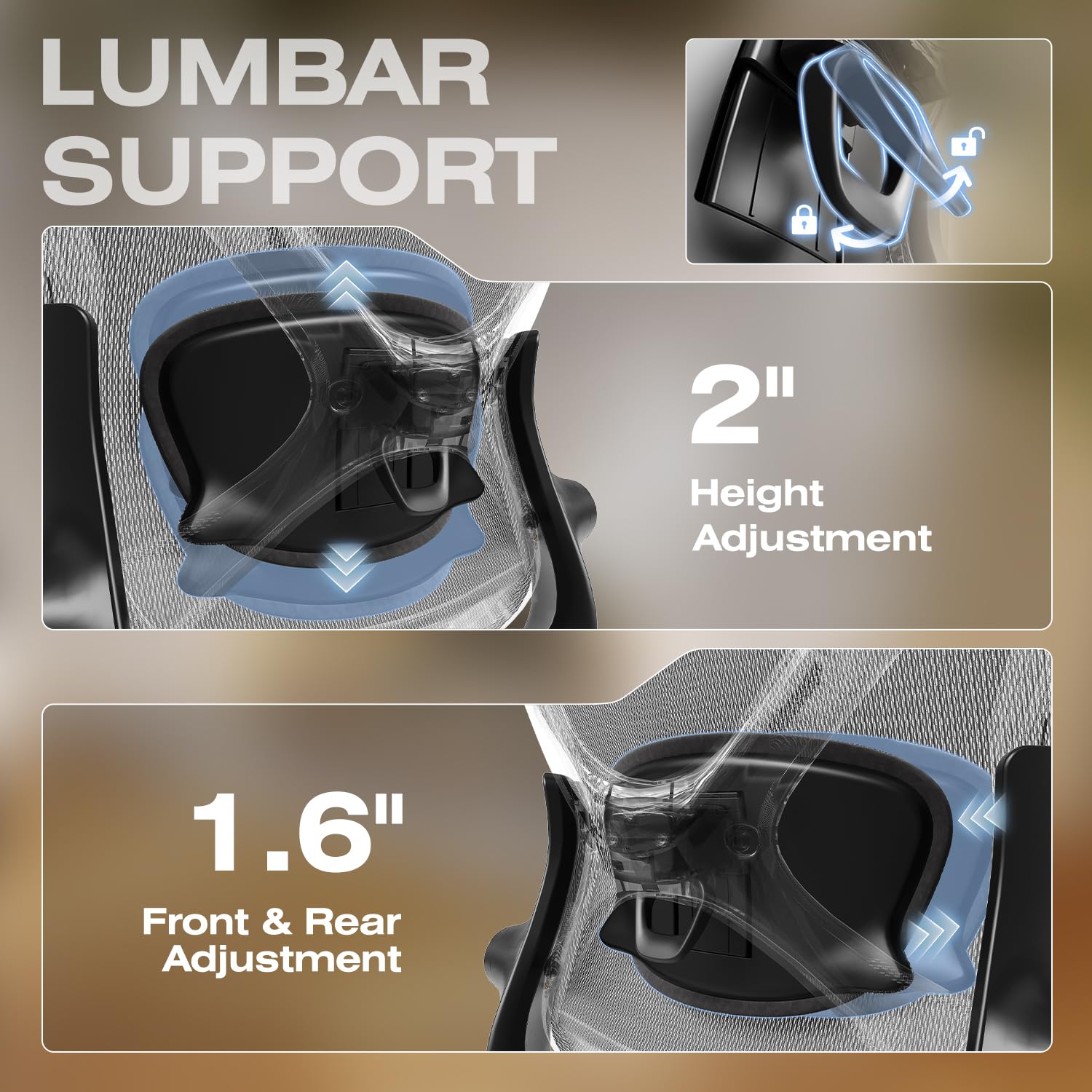 Ergonomic Mesh Office Chair with Footrest, Big and Tall Hone Desk Chair with 5D Flip-Up Arms, Adjustable 3D Lumbar Support,Gaming & Executive Computer Chairs