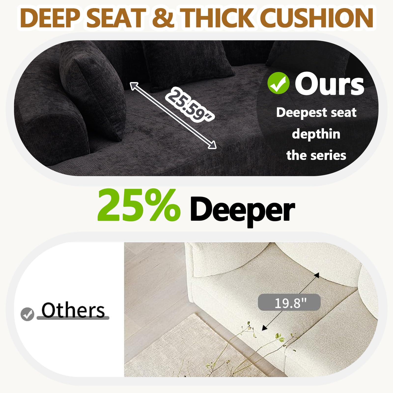 67" Curved Loveseat for Small Spaces, Black Curved Couches for Living room, Compression Sofa in a Box with 3 Pillows, Small Couch for Bedroom with Wide Armrest & Memory Foam, No Assembly Required