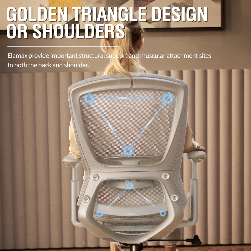 Mesh Office Chair, Ergonomic Computer Desk Chair, Sturdy Task Chair- Adjustable Lumbar Support & Armrests,Tilt Function,Comfort Wide Seat,Swivel Home Office Chair