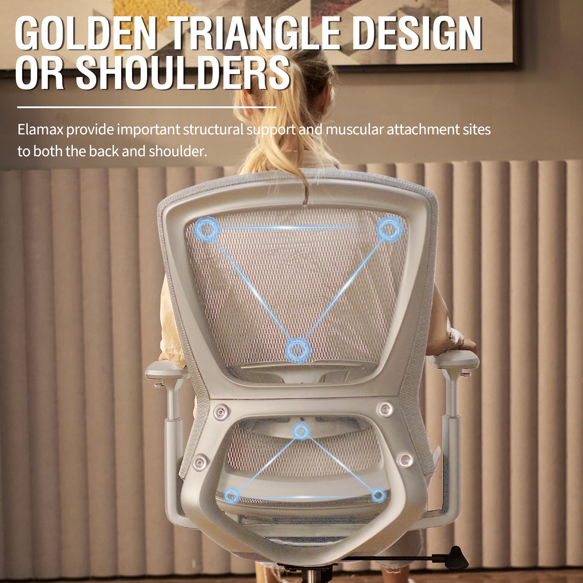 Mesh Office Chair, Ergonomic Computer Desk Chair, Sturdy Task Chair- Adjustable Lumbar Support & Armrests,Tilt Function,Comfort Wide Seat,Swivel Home Office Chair