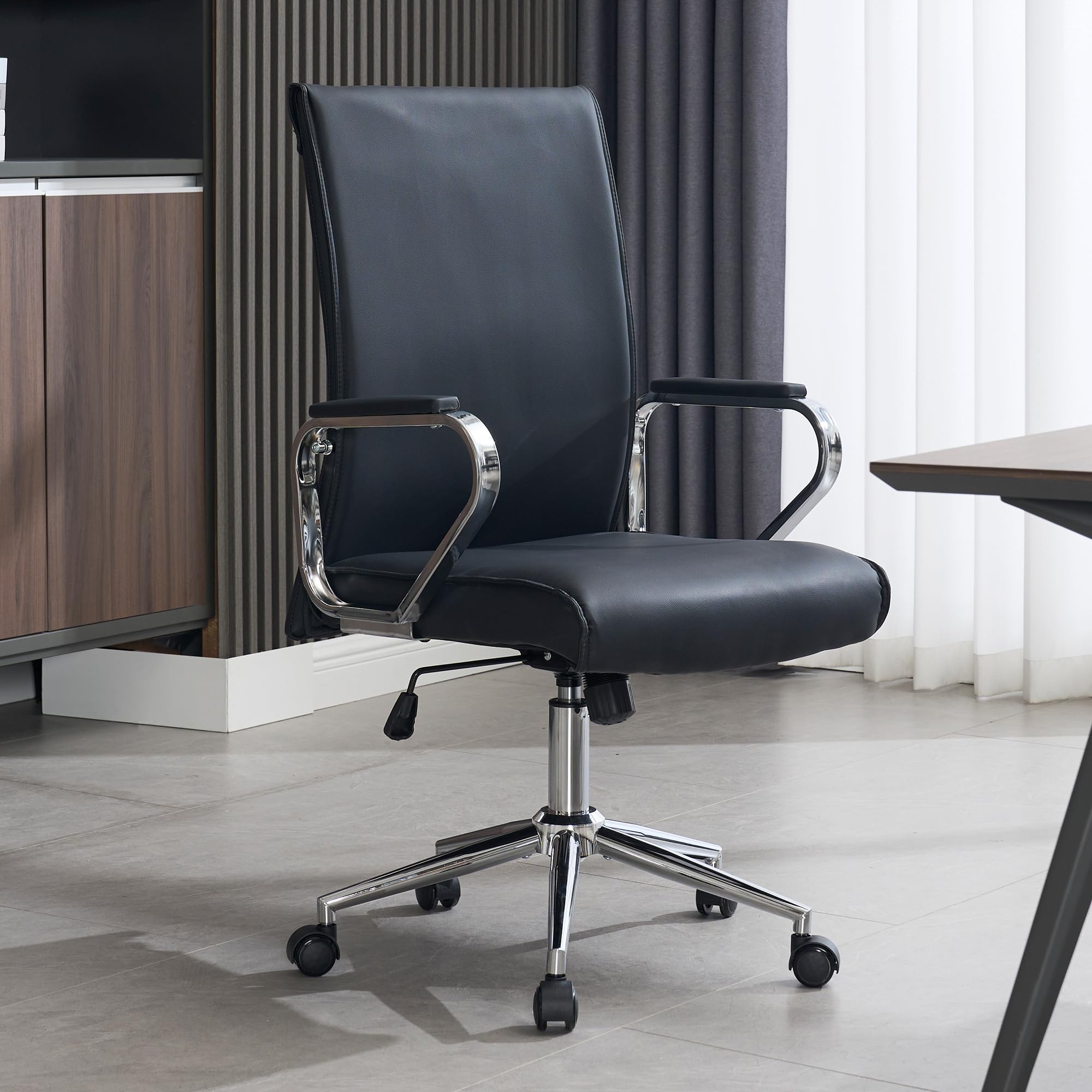 Office Desk Chair, Ergonomic Leather Modern Conference Room Chairs, Executive Height Adjustable Swivel Rolling Chair for Home Office.