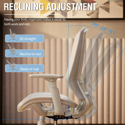 Mesh Office Chair, Ergonomic Computer Desk Chair, Sturdy Task Chair- Adjustable Lumbar Support & Armrests,Tilt Function,Comfort Wide Seat,Swivel Home Office Chair