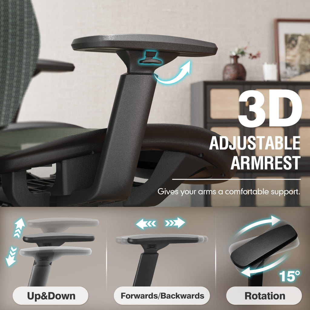 Mesh Office Chair,Ergonomic Computer Desk Chair,Sturdy Task Chair- Adjustable Lumbar Support & Armrests,Tilt Function,Comfort Wide Seat,Swivel Home Office Chair