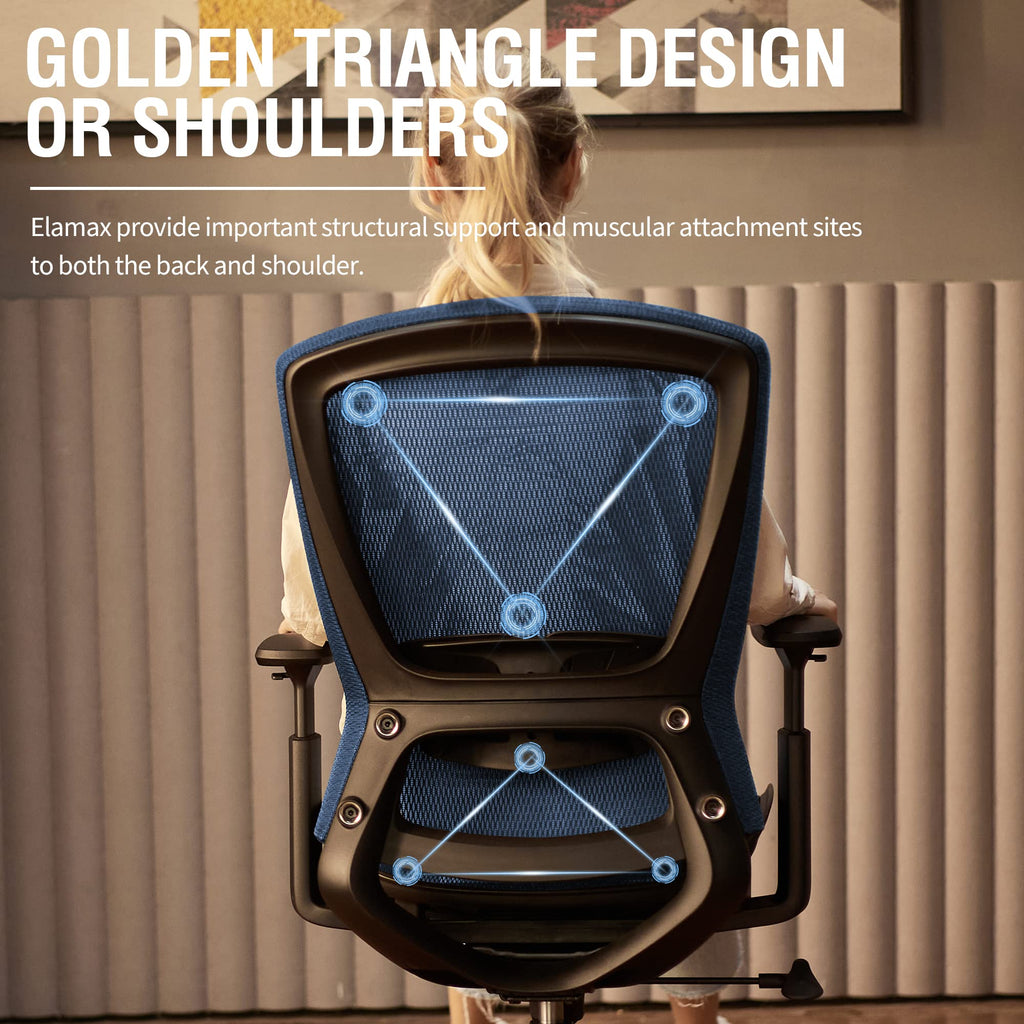 Office Chair,Ergonomic Computer Desk Chair,Sturdy Task Chair- Adjustable Lumbar Support & Armrests,Tilt Function,Comfort Wide Seat,Swivel Home Office Chair (Blue)