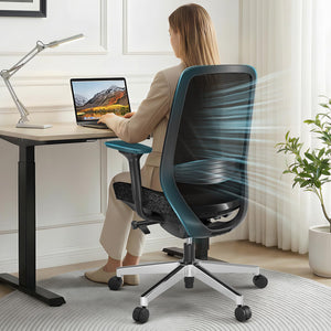 Ergonomic Office Chair - High-Back Mesh Desk Chair with Adjustable Lumbar Support 4D Armrests for Long Hours Sitting Black