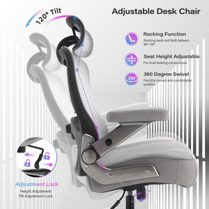 600lbs Big and Tall Office Chair- Heavy Duty Executive Computer Chair with 3D Flip Arms Large Wheels, Ergonomic Mesh High Back Desk Chair, Extra Wide Seat Adjustable Lumbar Support&Headrest