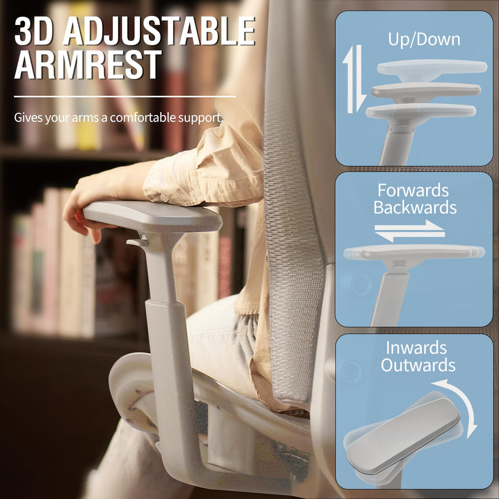 Mesh Office Chair, Ergonomic Computer Desk Chair, Sturdy Task Chair- Adjustable Lumbar Support & Armrests,Tilt Function,Comfort Wide Seat,Swivel Home Office Chair