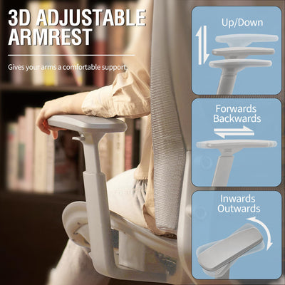 Mesh Office Chair, Ergonomic Computer Desk Chair, Sturdy Task Chair- Adjustable Lumbar Support & Armrests,Tilt Function,Comfort Wide Seat,Swivel Home Office Chair