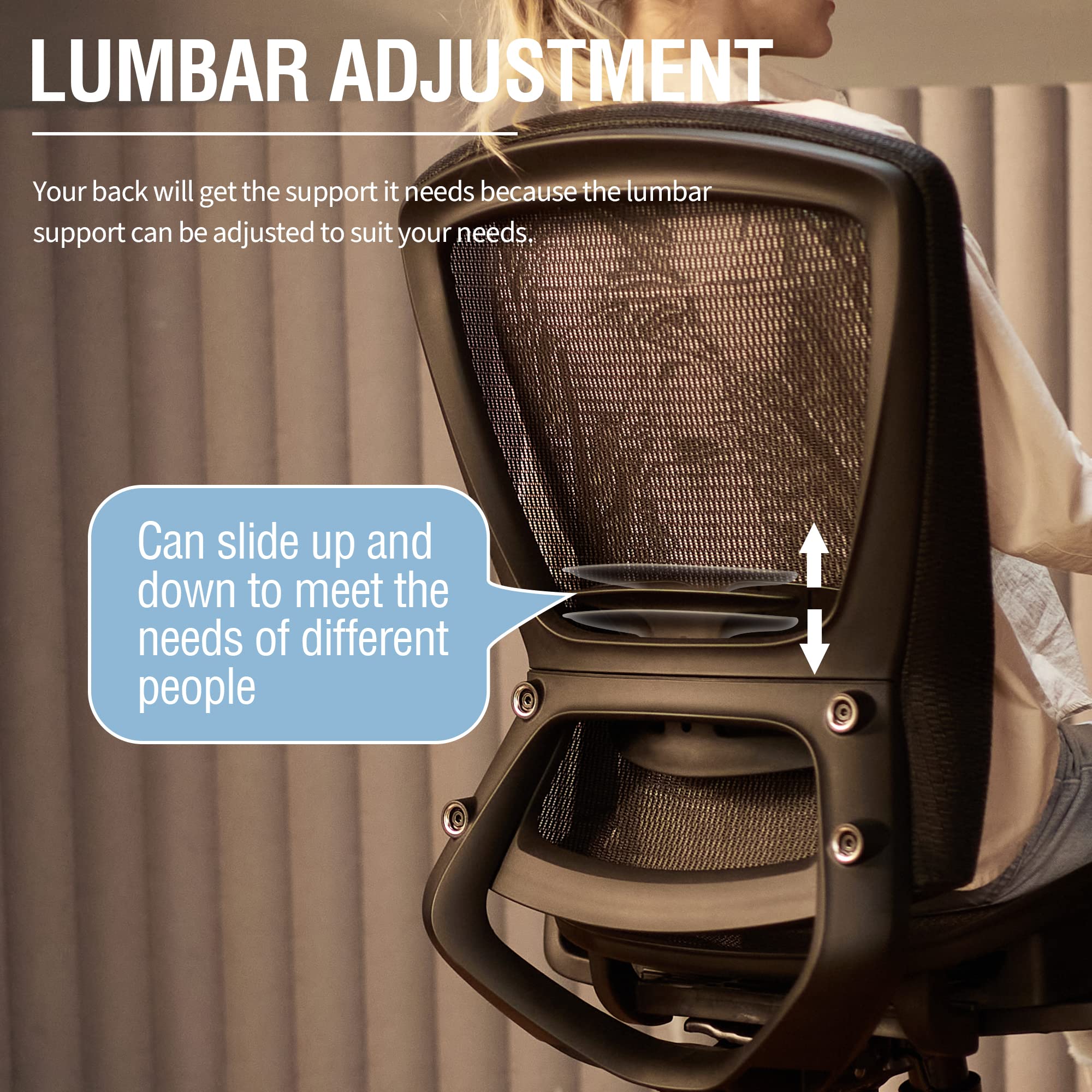 Office Chair,Ergonomic Computer Desk Chair,Sturdy Task Chair- Adjustable Lumbar Support & Armrests,Tilt Function,Comfort Wide Seat,Swivel Home Office Chair (Black)