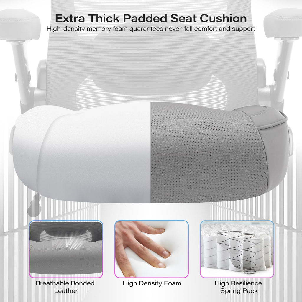 600lbs Big and Tall Office Chair- Heavy Duty Executive Computer Chair with 3D Flip Arms Large Wheels, Ergonomic Mesh High Back Desk Chair, Extra Wide Seat Adjustable Lumbar Support&Headrest