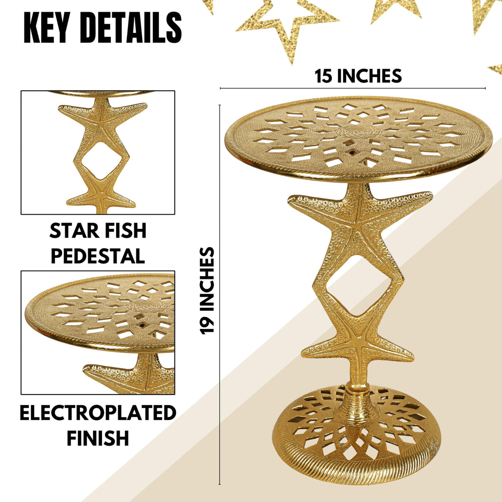 Metal End Table for Bedroom Living Room Home, Office, Indoor and Outdoor Side Table Pedestal End Tables (Gold) - 15 x 19