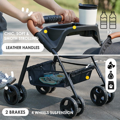 3 in 1 Pet Stroller with Removable Carrier, Folding Stroller for Small/Medium Dogs and Cats, Waterproof, All-Terrain, with Sun Shades, Car Seat