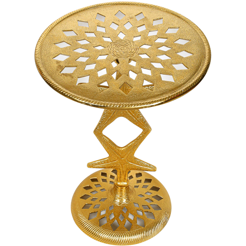 Metal End Table for Bedroom Living Room Home, Office, Indoor and Outdoor Side Table Pedestal End Tables (Gold) - 15 x 19