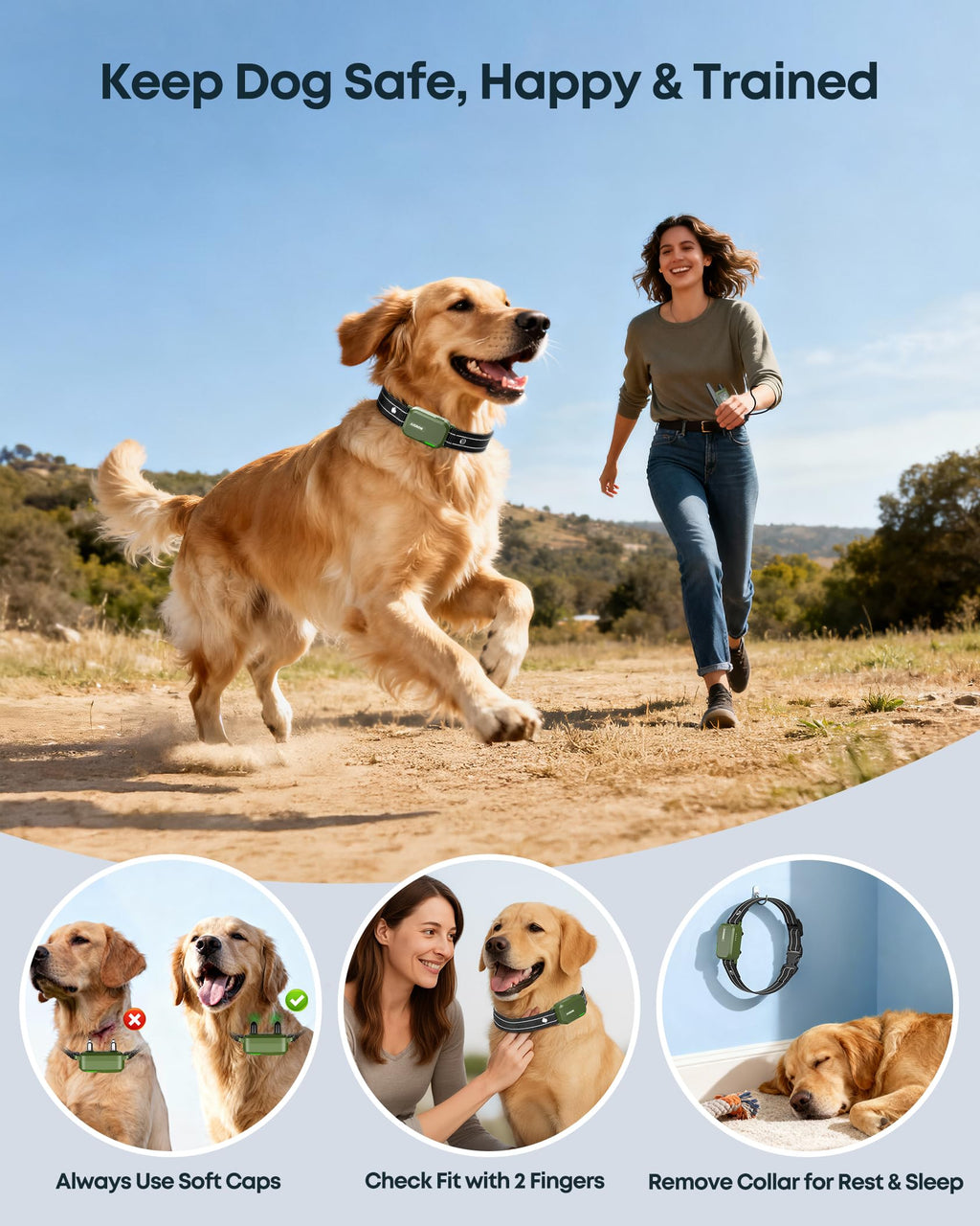 Dog Shock Collar - 4500FT Dog Training Collar with Remote, IPX8 Waterproof Electric Dog Collar with 4 Training Modes, Security Lock, Rechargeable eCollar for 10-120lbs Small Medium Large Dogs