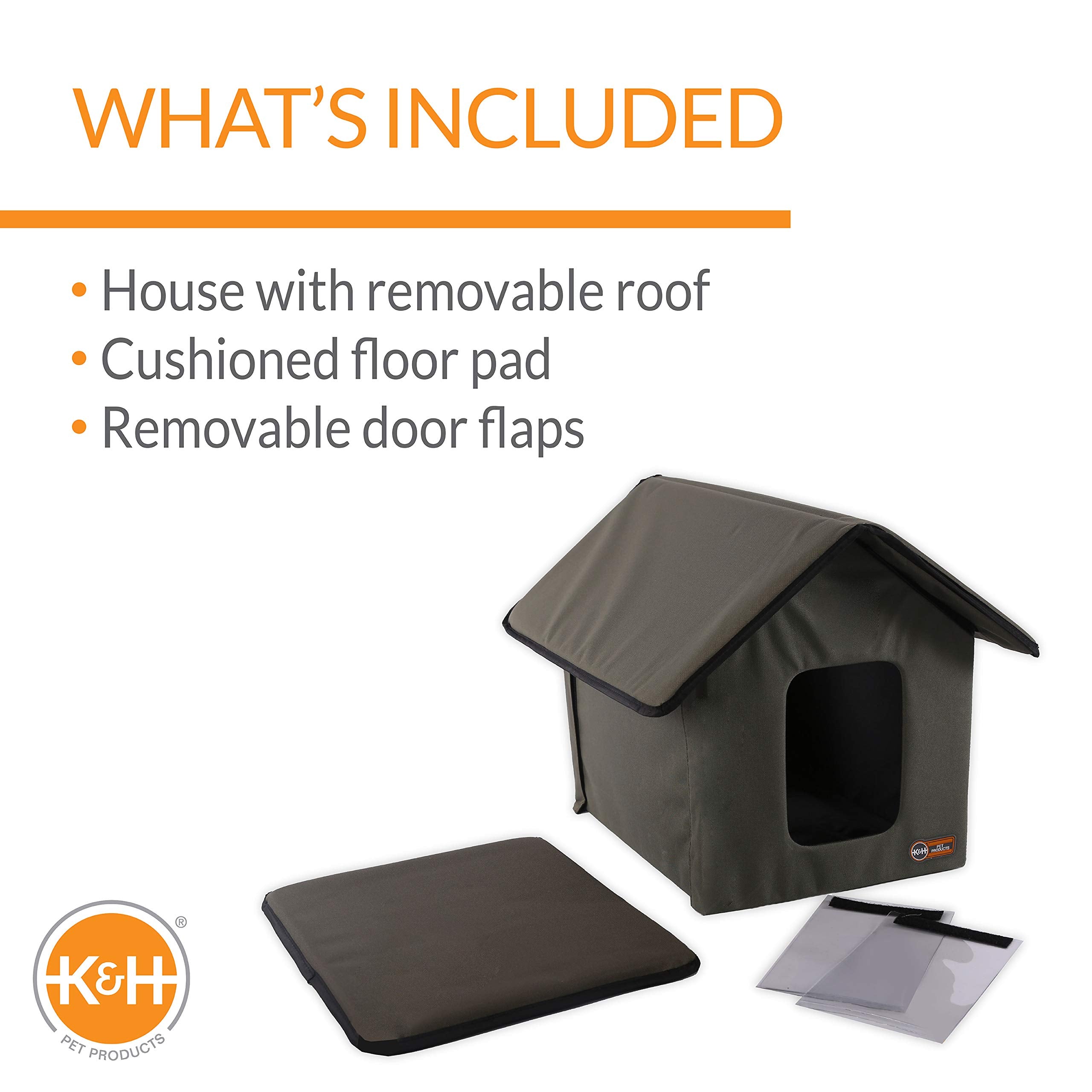 Outdoor Cat House for Outside Pets, Weatherproof Outdoor Cat House for Ferals, Insulated Kitty Shelter, 2 Doors, Waterproof Removable Floor Pad, Unheated - Olive/Olive