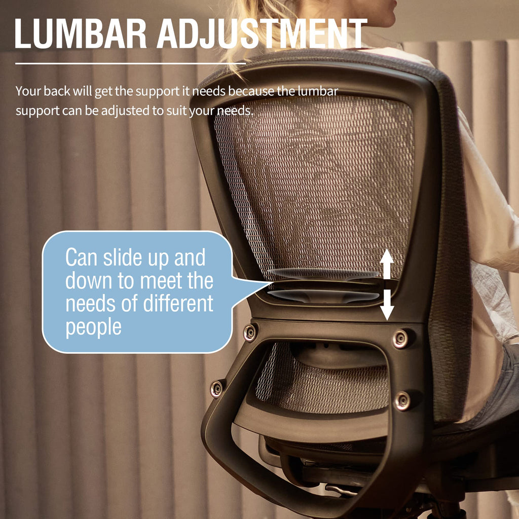 Office Chair,Ergonomic Computer Desk Chair,Sturdy Task Chair- Adjustable Lumbar Support & Armrests,Tilt Function,Comfort Wide Seat,Swivel Home Office Chair